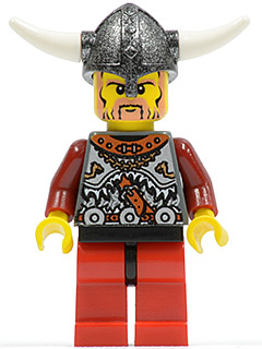 LEGO Minifigure-Viking Red Chess Pawn - Horns Glued to Helmet-Vikings-VIK034-Creative Brick Builders